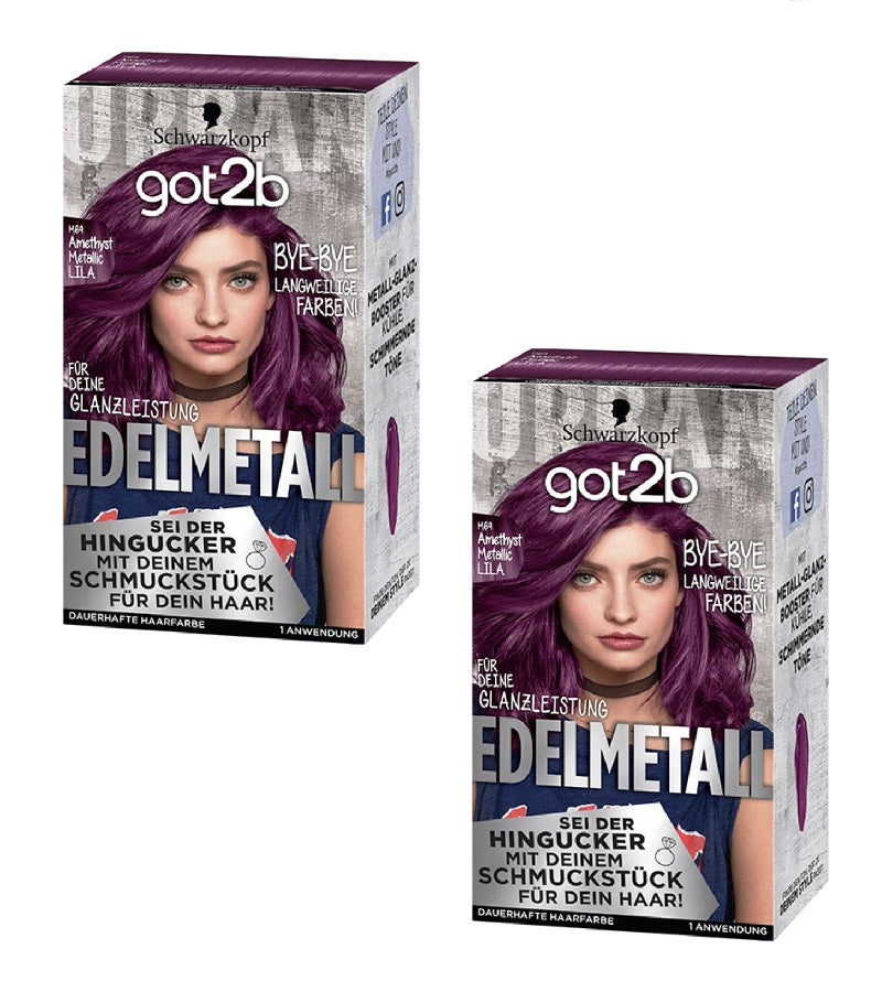 2xPack Schwarzkopf GOT2B Precious Metal M69 Amethyst Chrome Metallic level 3