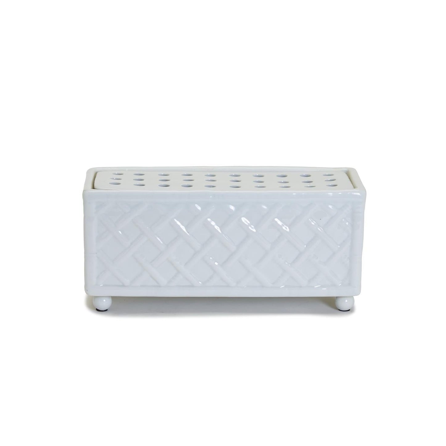 Faux Bamboo Fretwork Rectangle Flower Arranger
