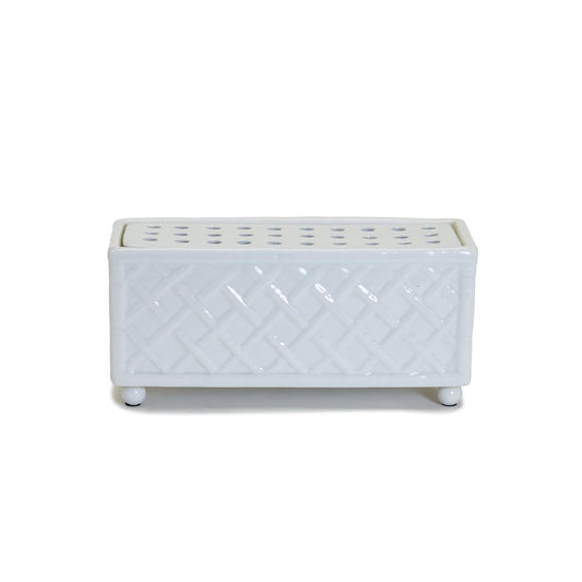 Faux Bamboo Fretwork Rectangle Flower Arranger