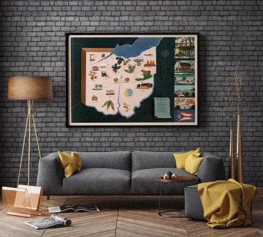 Historical Map of Ohio| 1938 Ohio Map Wall Print
