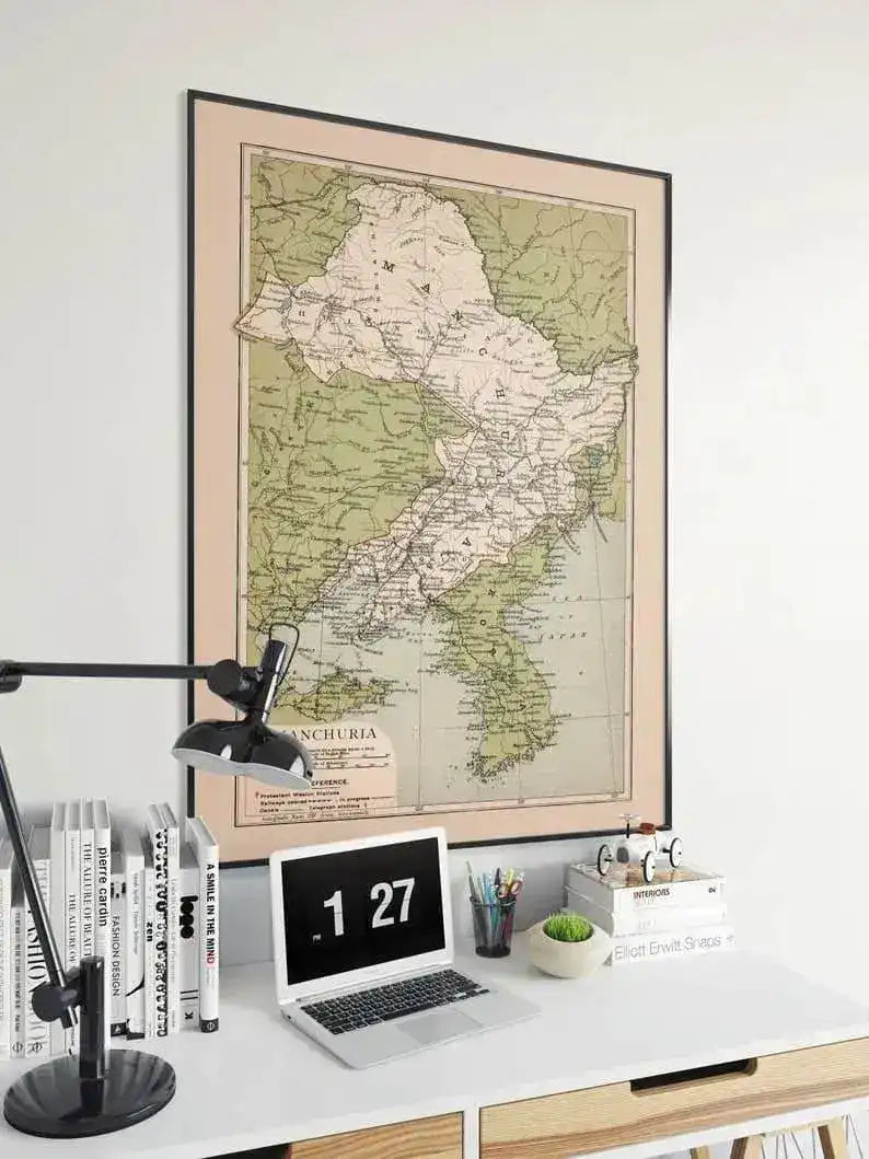Map of Manchuria Print| Vintage Manchuria Map Print
