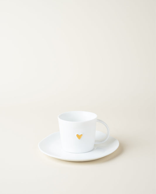 Mug & Saucer/Gold Heart