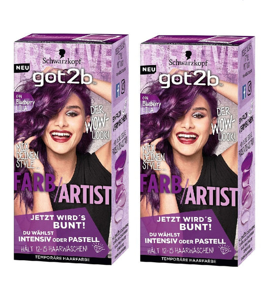 2xPack Schwarzkopf got2b Color / Artist Blueberry Lila 094
