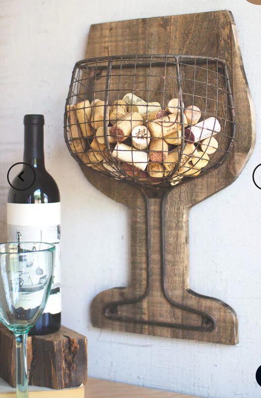 Wood and Wire Wall Wine Cork Holder