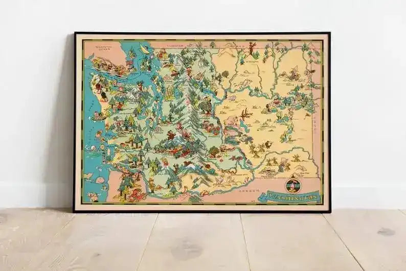 Washington Map Print| Fine Art Prints