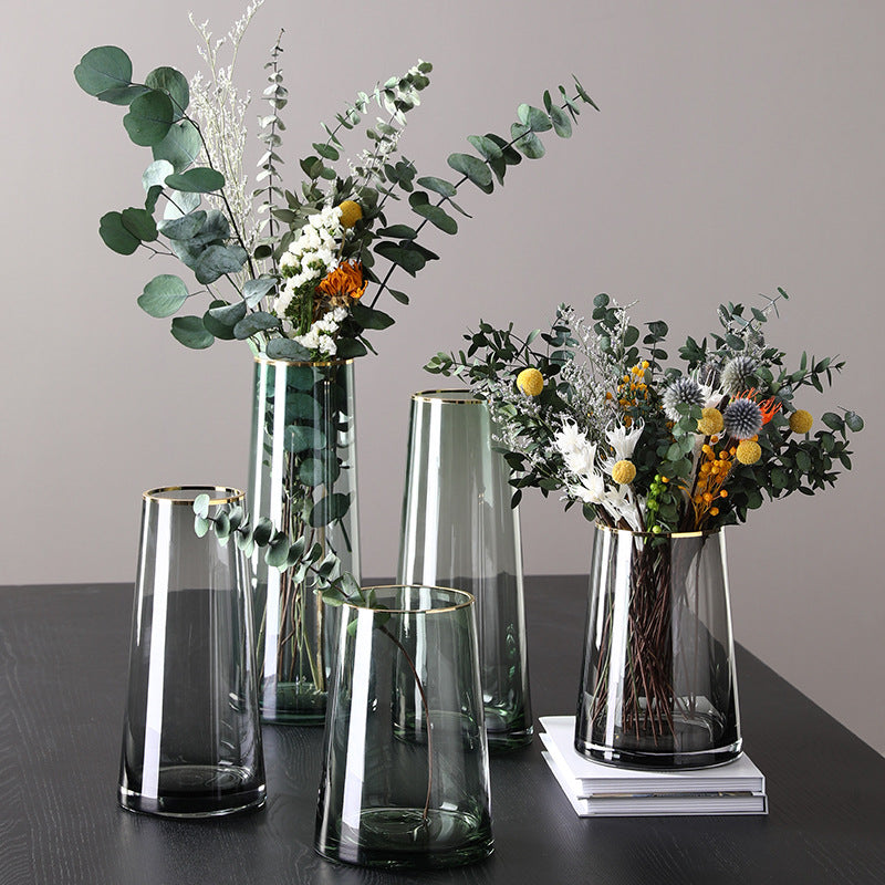 Minimalist Glass Vase With Gold Edge