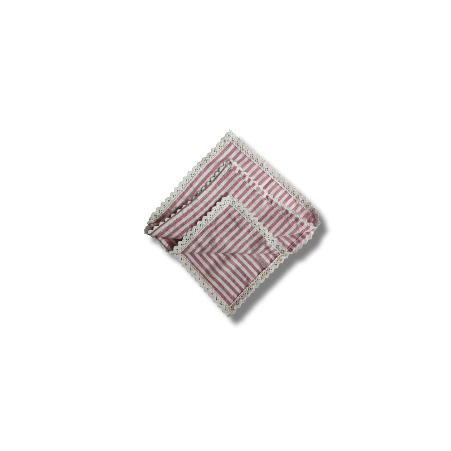 Striped Linen Napkins with White Lace