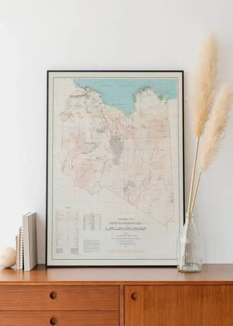 Topographic Map of Kingdom of Libya 1962| Old Map Wall Decor